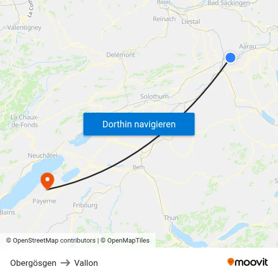 Obergösgen to Vallon map