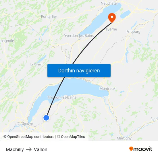 Machilly to Vallon map