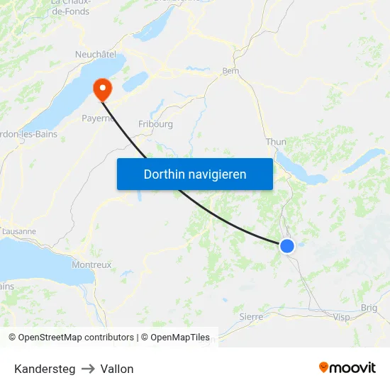 Kandersteg to Vallon map