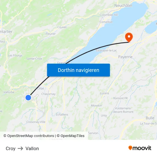 Croy to Vallon map
