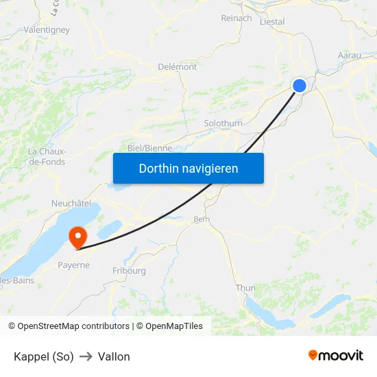 Kappel (So) to Vallon map