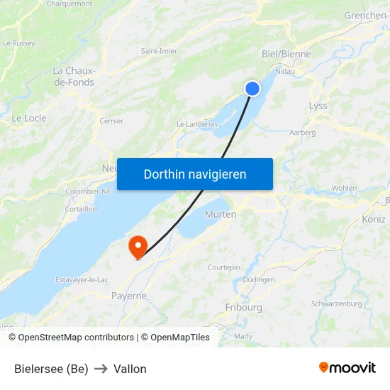 Bielersee (Be) to Vallon map