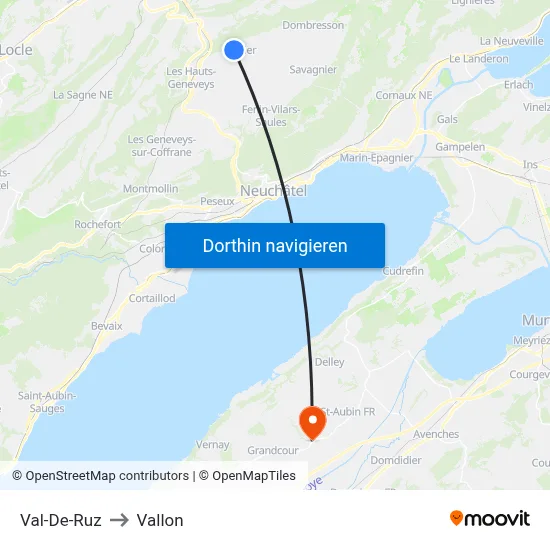 Val-De-Ruz to Vallon map