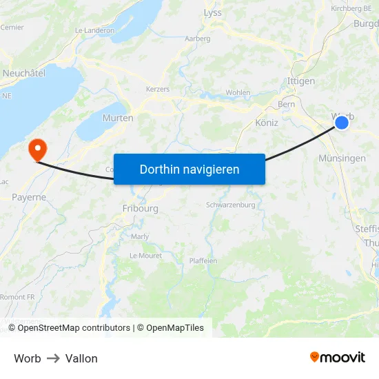 Worb to Vallon map