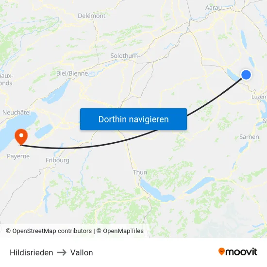 Hildisrieden to Vallon map