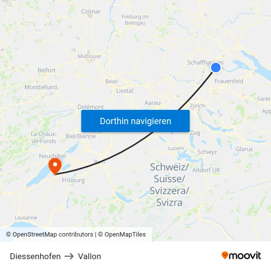 Diessenhofen to Vallon map