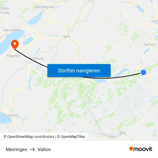 Meiringen to Vallon map