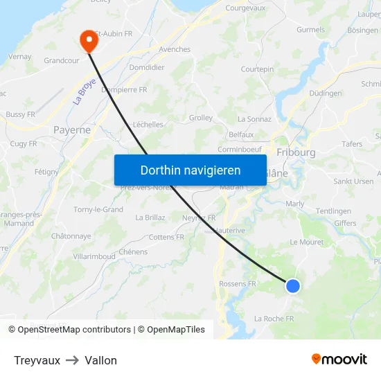 Treyvaux to Vallon map