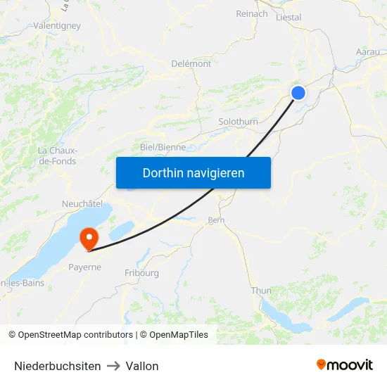 Niederbuchsiten to Vallon map