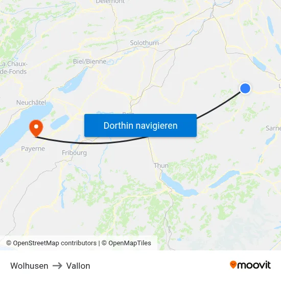 Wolhusen to Vallon map
