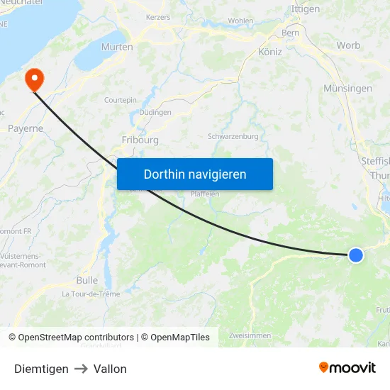 Diemtigen to Vallon map