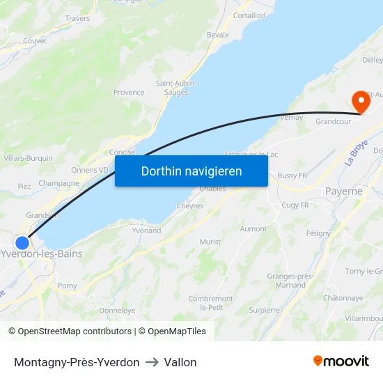 Montagny-Près-Yverdon to Vallon map