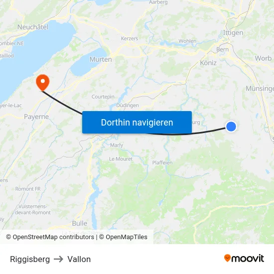 Riggisberg to Vallon map