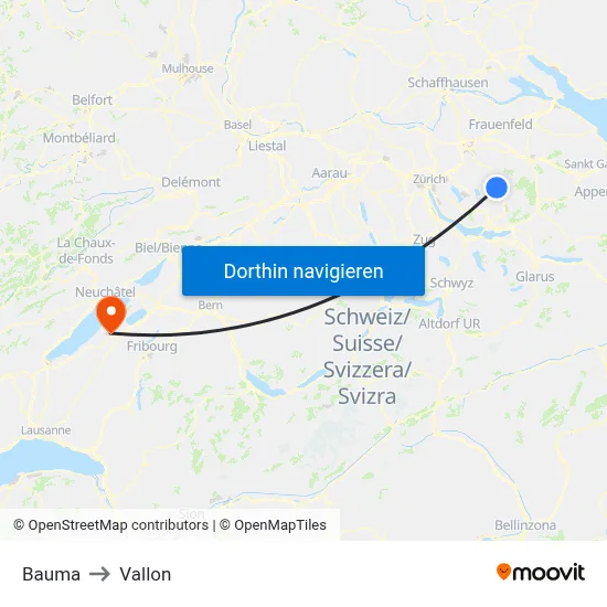 Bauma to Vallon map