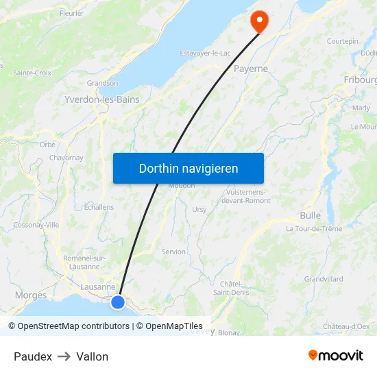 Paudex to Vallon map
