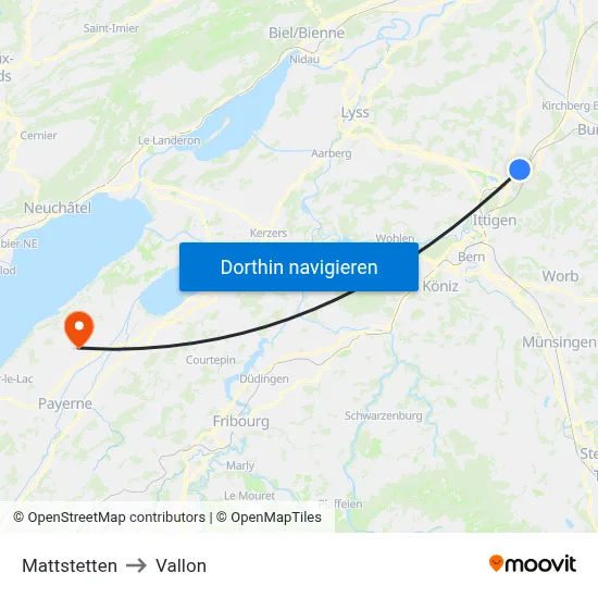 Mattstetten to Vallon map