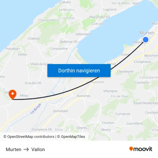 Murten to Vallon map