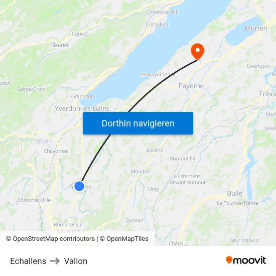 Echallens to Vallon map