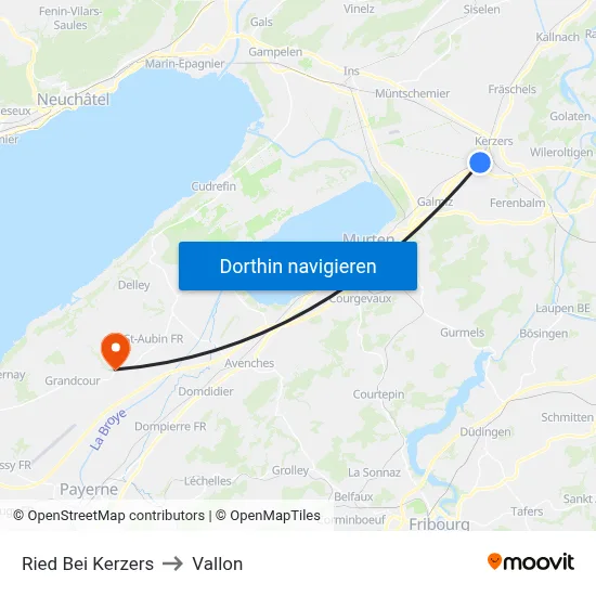 Ried Bei Kerzers to Vallon map
