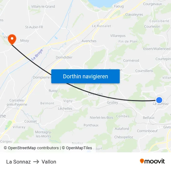 La Sonnaz to Vallon map