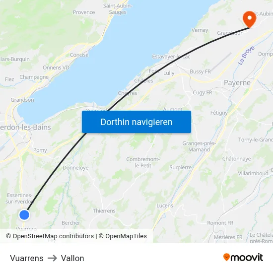 Vuarrens to Vallon map