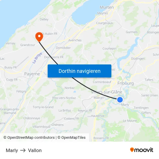 Marly to Vallon map