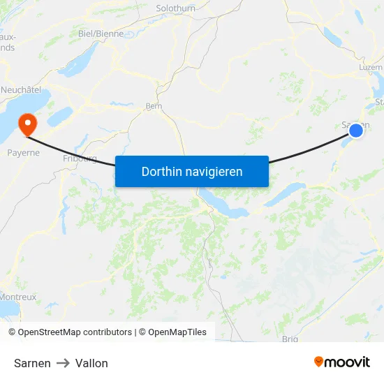 Sarnen to Vallon map