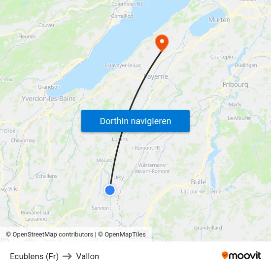 Ecublens (Fr) to Vallon map