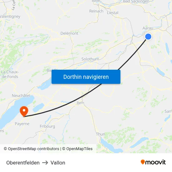 Oberentfelden to Vallon map