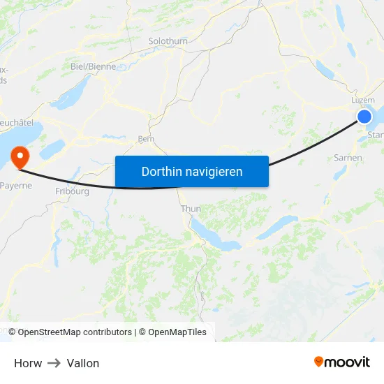 Horw to Vallon map