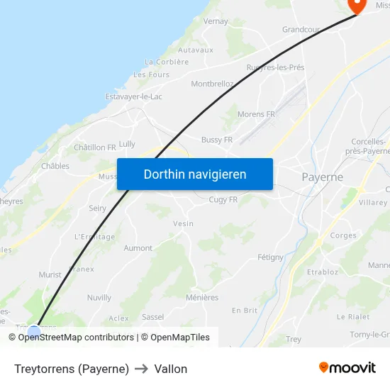 Treytorrens (Payerne) to Vallon map