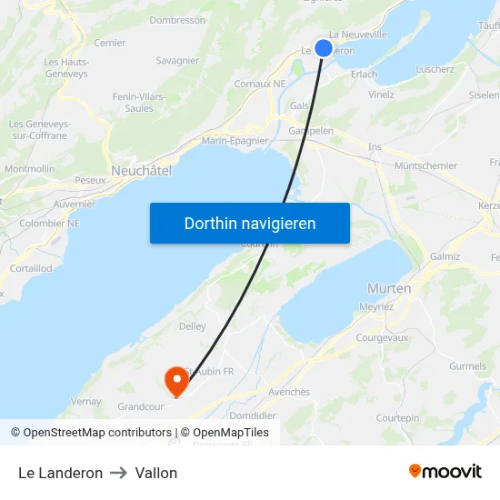 Le Landeron to Vallon map