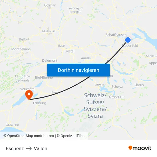 Eschenz to Vallon map
