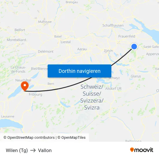 Wilen (Tg) to Vallon map