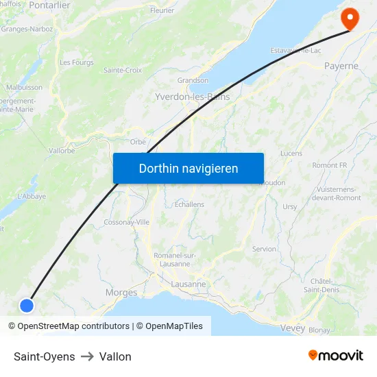 Saint-Oyens to Vallon map