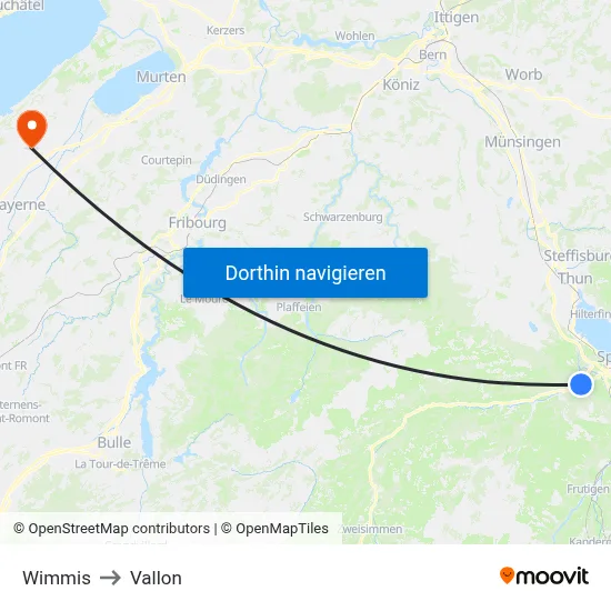 Wimmis to Vallon map