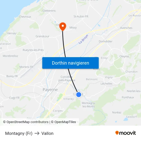 Montagny (Fr) to Vallon map