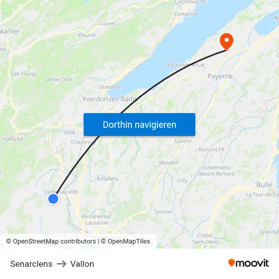 Senarclens to Vallon map