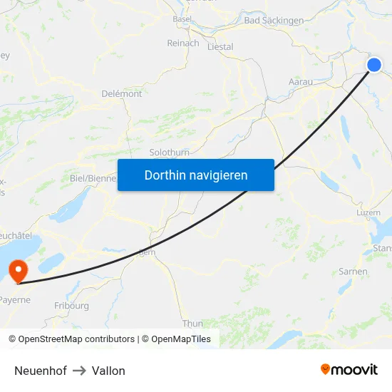 Neuenhof to Vallon map