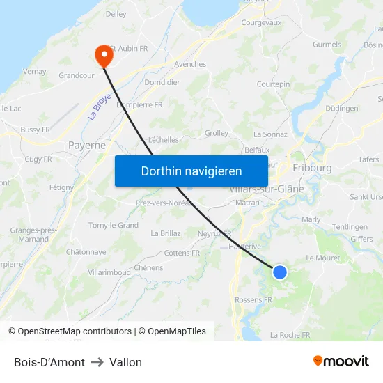 Bois-D’Amont to Vallon map
