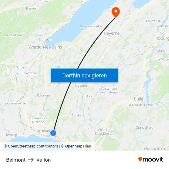 Belmont to Vallon map