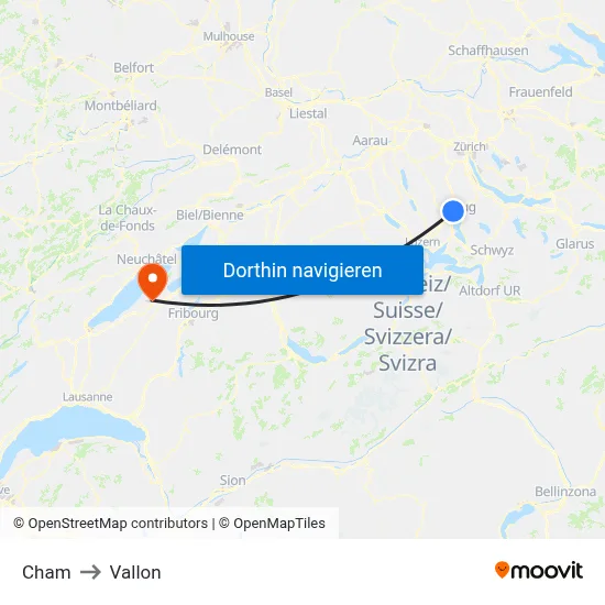 Cham to Vallon map