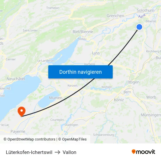 Lüterkofen-Ichertswil to Vallon map