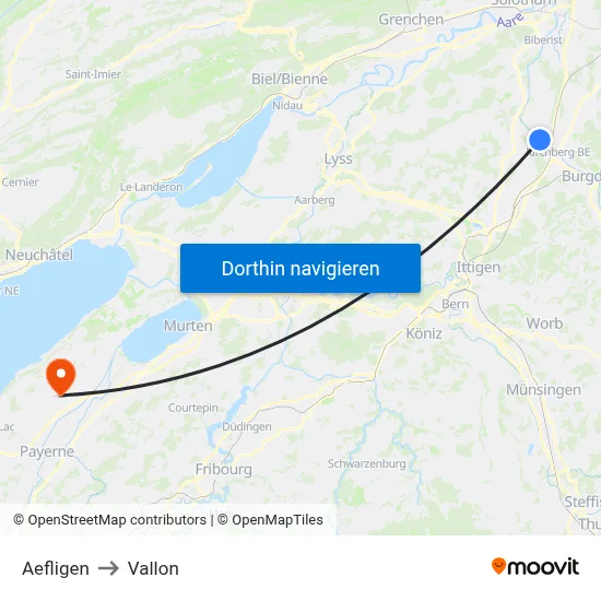 Aefligen to Vallon map