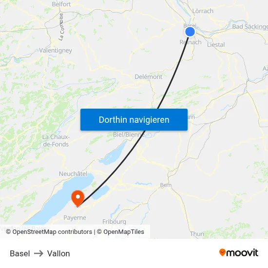 Basel to Vallon map