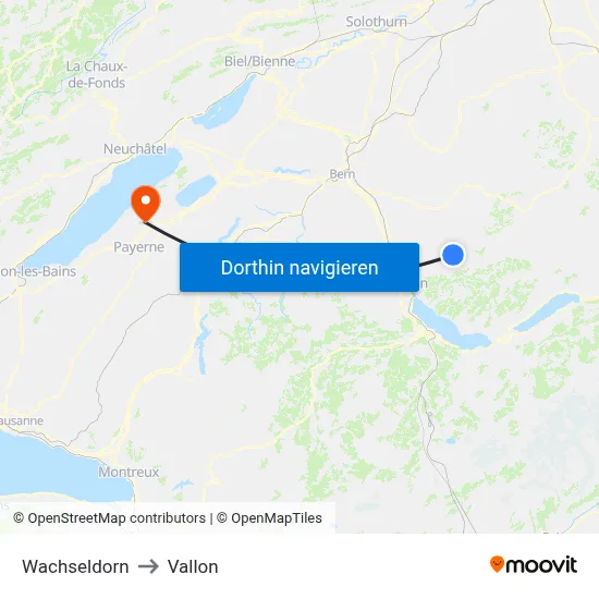 Wachseldorn to Vallon map