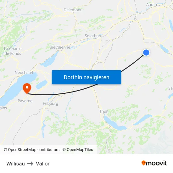 Willisau to Vallon map