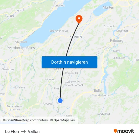 Le Flon to Vallon map