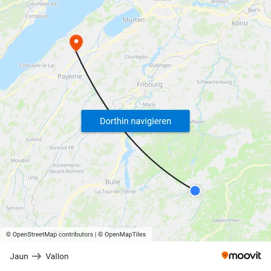 Jaun to Vallon map