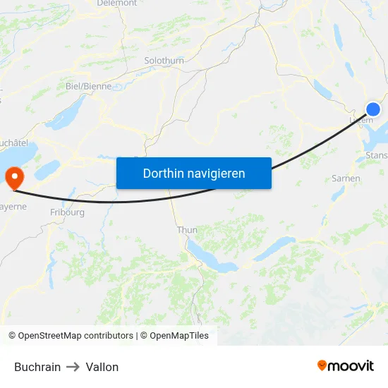 Buchrain to Vallon map
